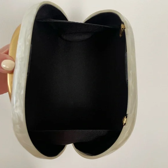 Amazon Pearlized White Clutch with Gold Accent - Picture 5 of 5
